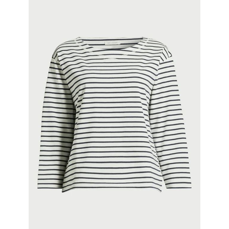 Free Assembly Women’s Boatneck Tee with Long Sleeves, Sizes XS-XXL | Walmart (US)