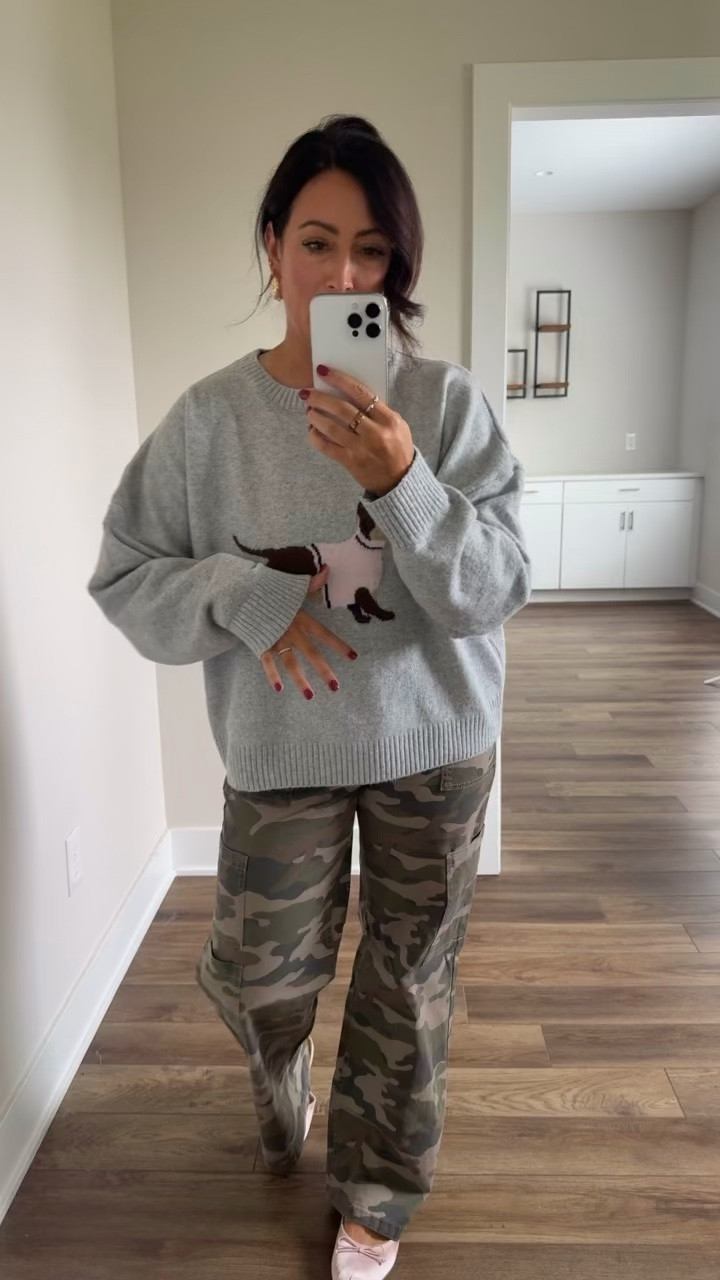 New fall finds @Walmart Had to get these cute puppy sweater. Incredibly soft, wearing size large! Love these camo pants too!

#LTKootd #LTKSeasonal #LTKdayinmylife