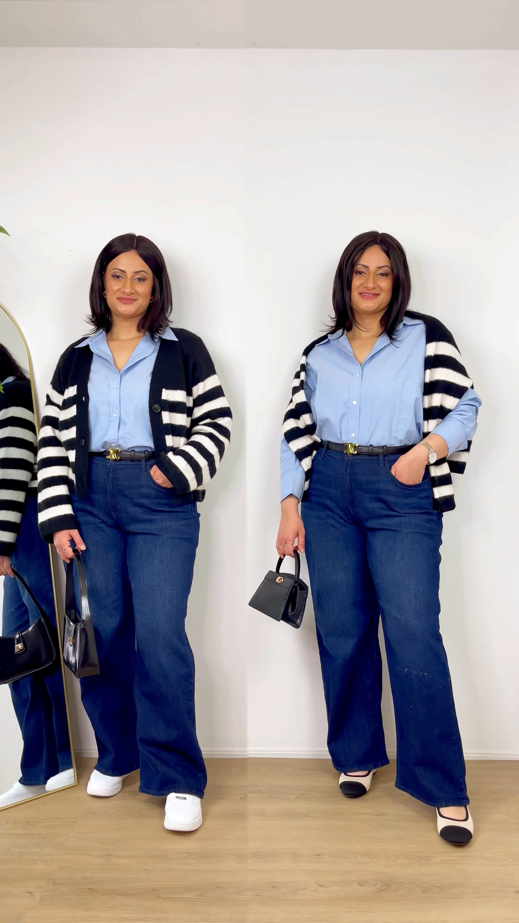 I base style 2 ways! Fall outfit styling! 
H&M button up shirt
OldNavy jeans 
VIVAIA pumps
Amazon fashion accessories 

#LTKstyletip #LTKCyberWeek #LTKfindsunder50