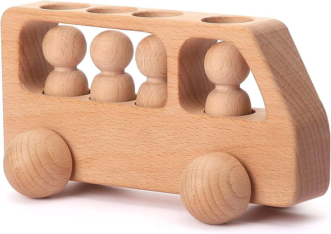 4 Wooden Figures in The Bus - Peg Dolls Unfinished Wooden Peg People Cars Wooden Figures Shape Pr... | Amazon (US)