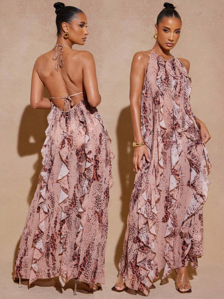 SHEIN Haute Women Clothes, Women's Mauve Long Dress Sleeveless With Ruffles Simple Fashion Daily Casual, Women Dresses, Party Women Dresses, Summer Women Dresses, Elegant Women Dresses, Formal Women Dresses, Prom Dress, Wedding Dress, Valentine's Day Dress, Maxi Dress. For Date Night, Concerts, Performances, Wedding, Parties, Clubs, Evening | SHEIN USA | SHEIN