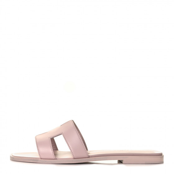 HERMES Calfskin Oran Sandals 37.5 Rose Petale | FASHIONPHILE (US)