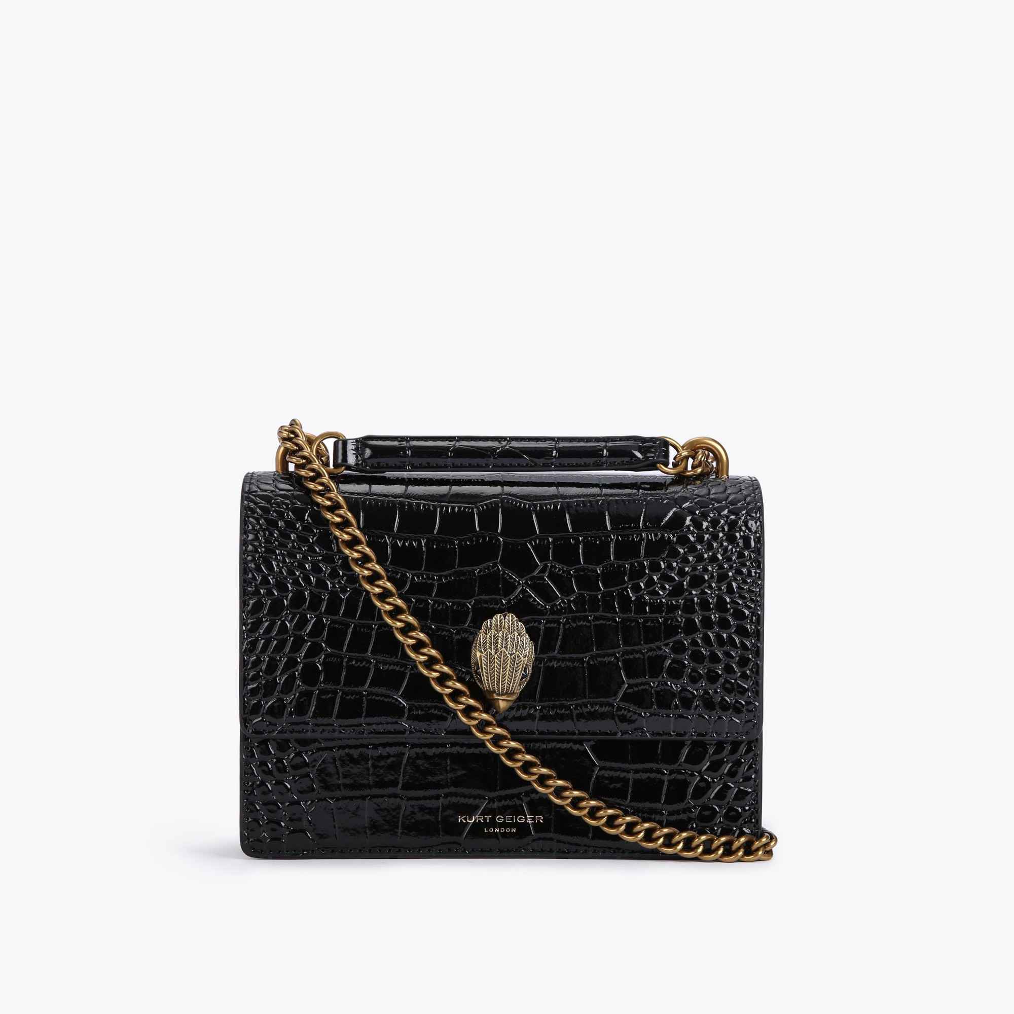 SHOREDITCH CROSS BODY Black Croc Print Cross Body Bag by KURT GEIGER LONDON | Kurt Geiger (Global)