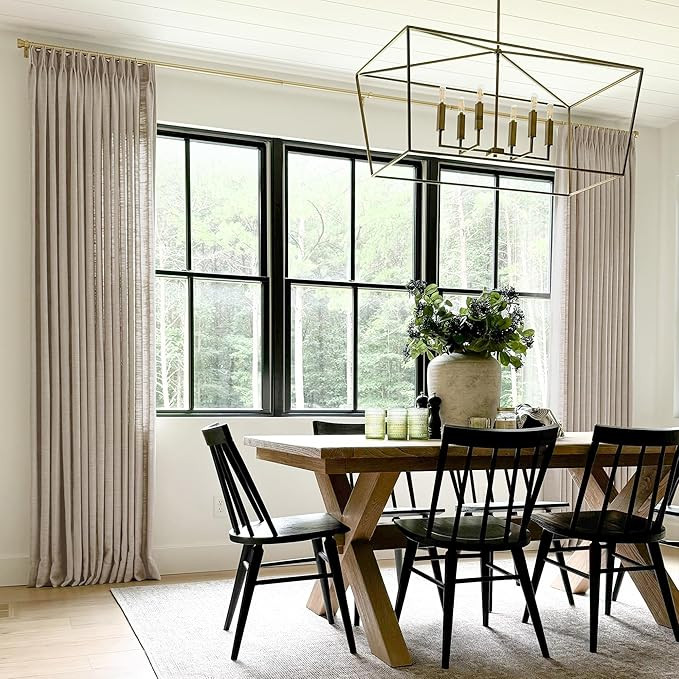 TWOPAGES Pinch Pleated Linen Curtain, Burlywood, 40W x 90L, 1 Panel | Amazon (US)