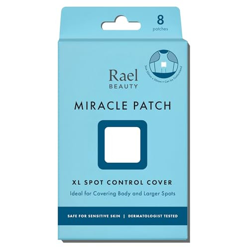Rael Pimple Patches, Miracle XL Spot Control Cover - Hydrocolloid Acne Pimple Patch for Face, Zits & Blemish, Back and Body, Korean Skin Care (8 Count) | Amazon (US)