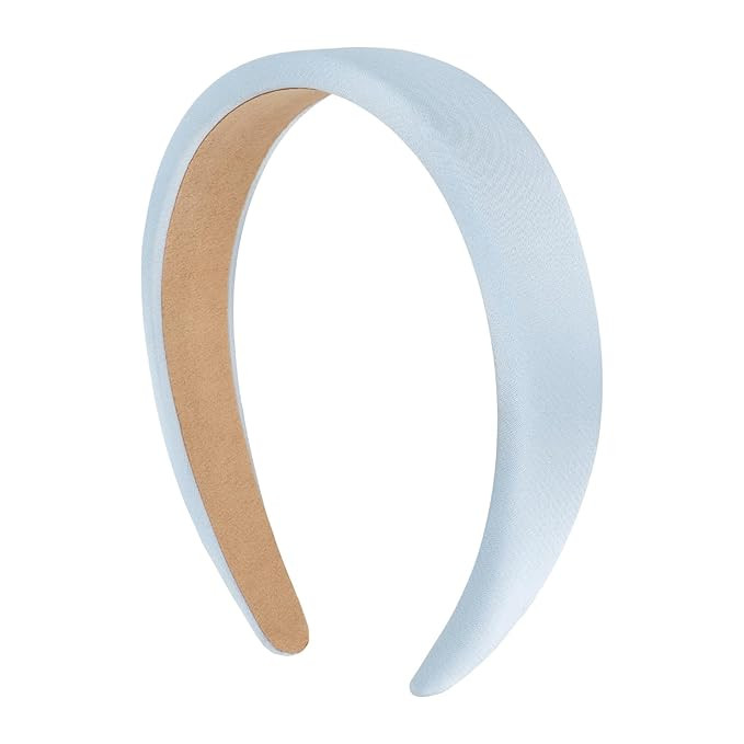 Blue Headband for Women 1.2inch Satin Headbands Padded Head Bands DIY Plain Hair Band Fashion Lig... | Amazon (US)