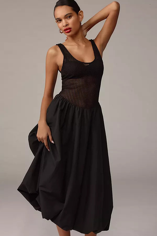 ASTR The Label Sleeveless Contrast Bubble-Hem Midi Dress | Anthropologie (US)