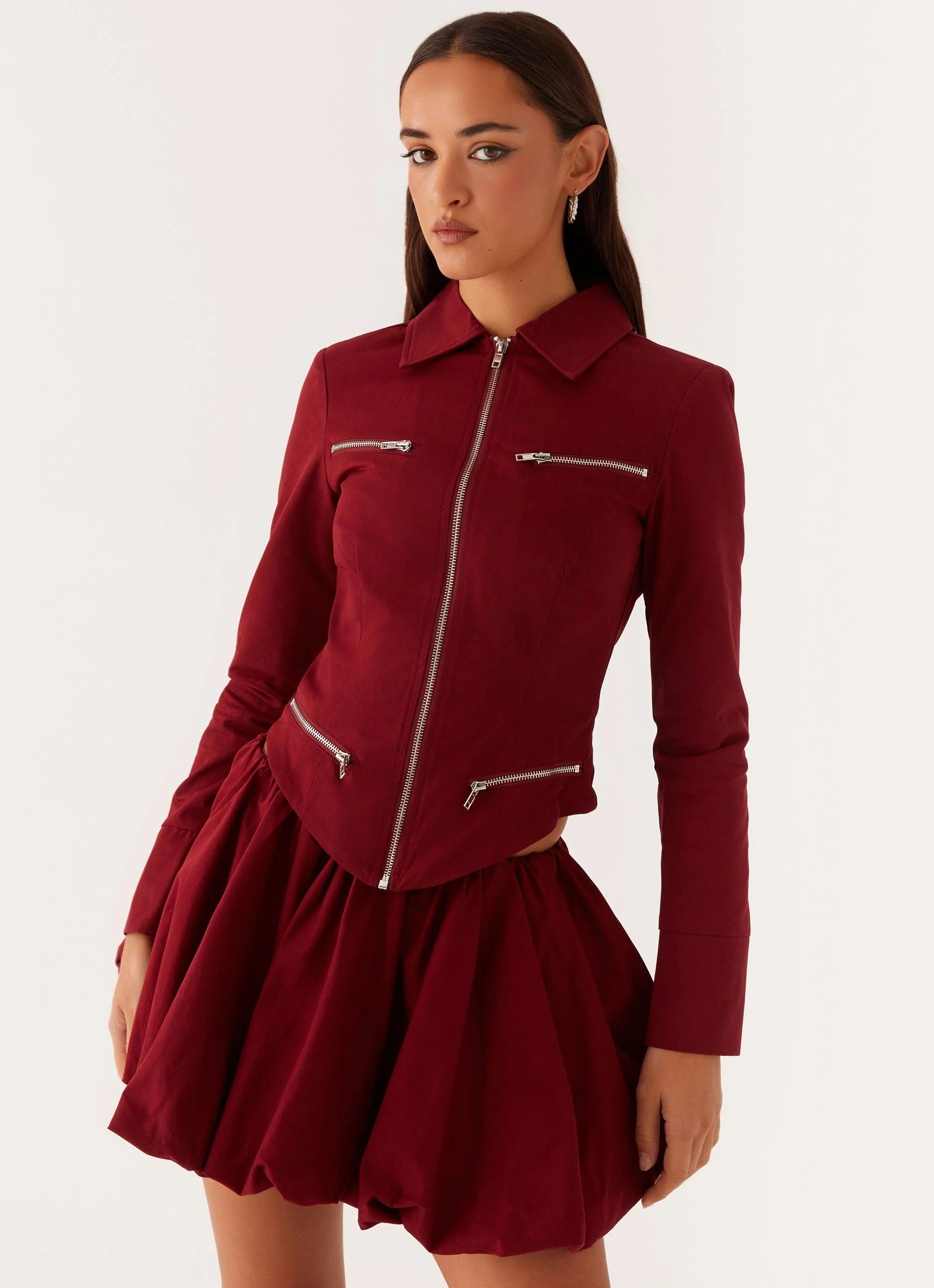 Petra Fitted Zip Top - Mulberry | Peppermayo (Global)
