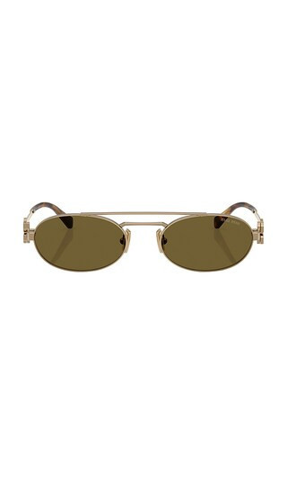 Miu Miu Oval Sunglasses in Metallic Gold. | Revolve Clothing (Global)