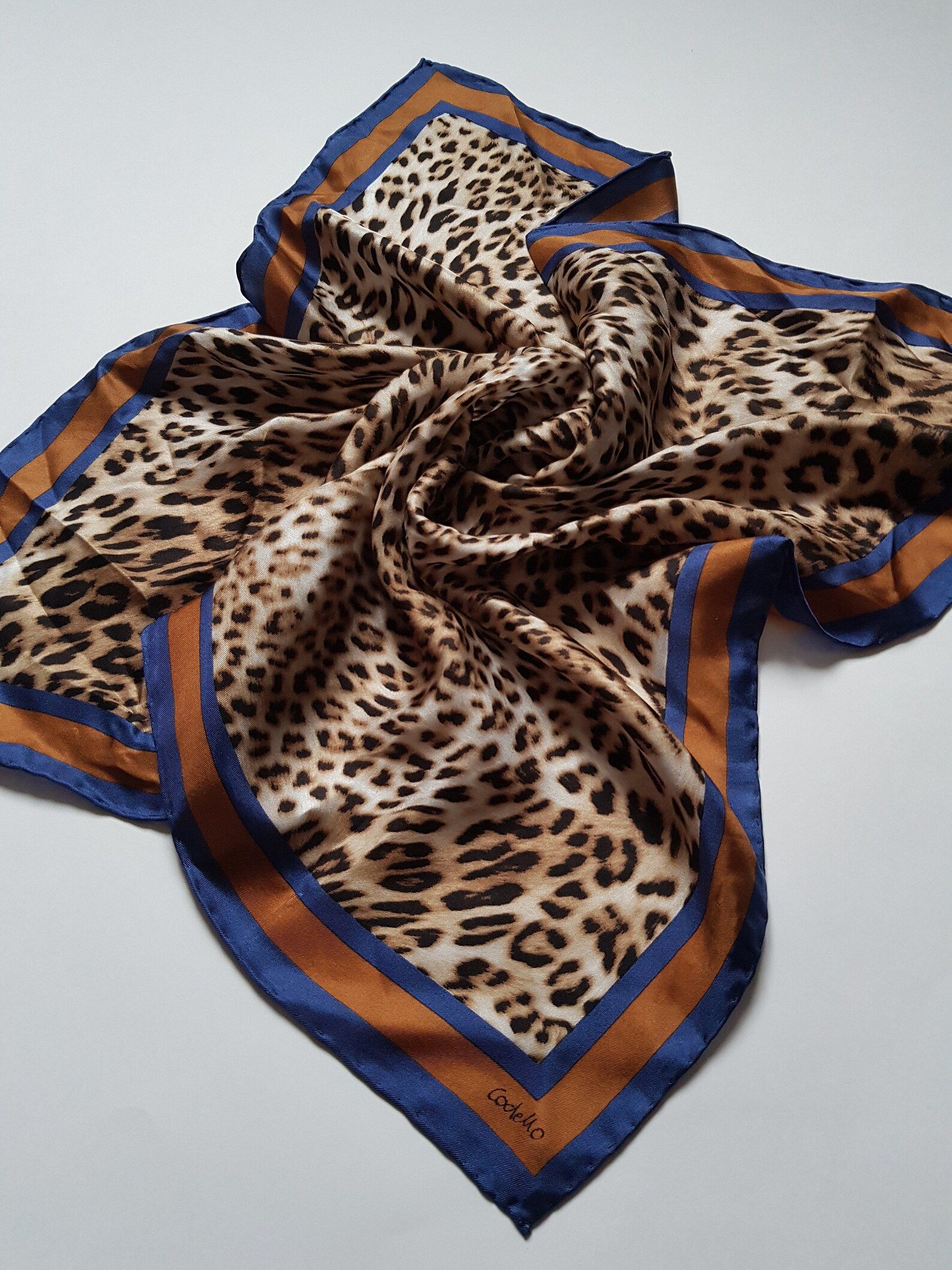 CODELLO silk scarfLeopard print silk scarfSilk square | Etsy | Etsy (US)
