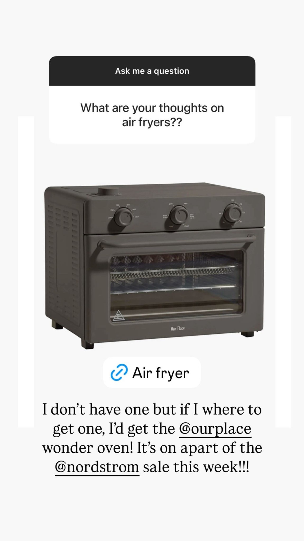While I don’t currently have an air fryer, I would definitely get this one from Our Place! It’s discounted now with the Nordstrom Sale 🫶🏻

#LTKSaleAlert #LTKHome