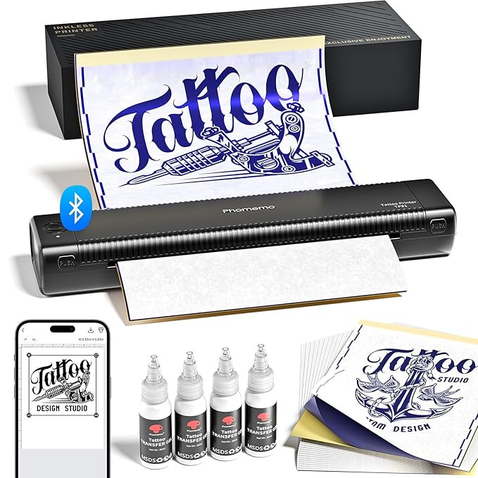 Phomemo TP81 Tattoo Printer Upgraded,Tattoo Stencil Printer with 4 Pcs Tattoo Transfer Gel, 20 Pc... | Amazon (US)