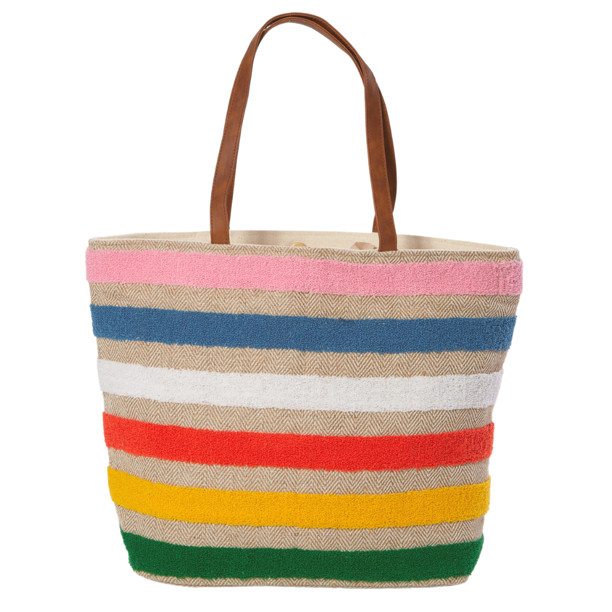 Twig and Arrow Womens Tote Bag Terry Stripes Woven Beach and Travel Tote Shoulder Bag 19 inch | Walmart (US)