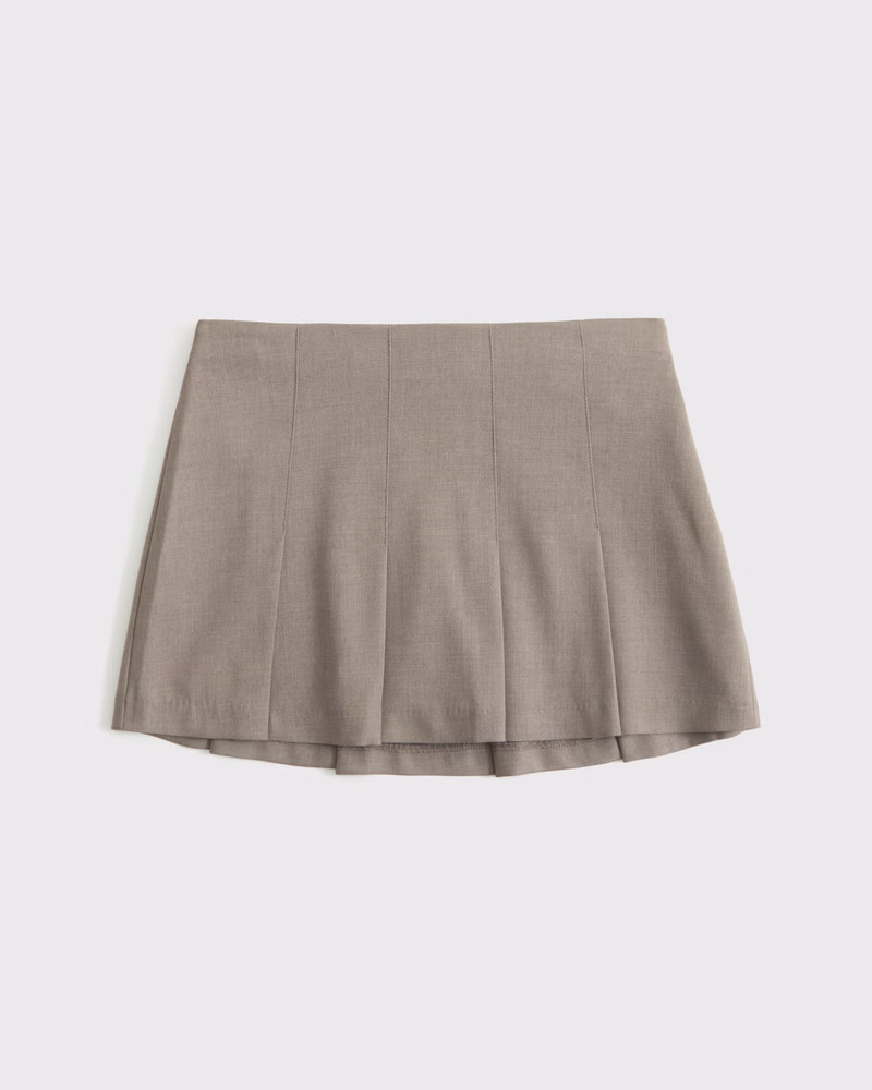 Abercrombie & Fitch Women's Mid Rise Wide Pleated Mini Skort in Brown - Size XXS | Abercrombie & Fitch (US)