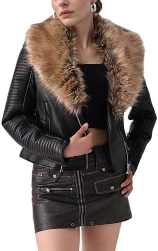 Bellivera Women's Faux Leather Jacket Moto Sherpa-Lined Coat | Amazon (US)