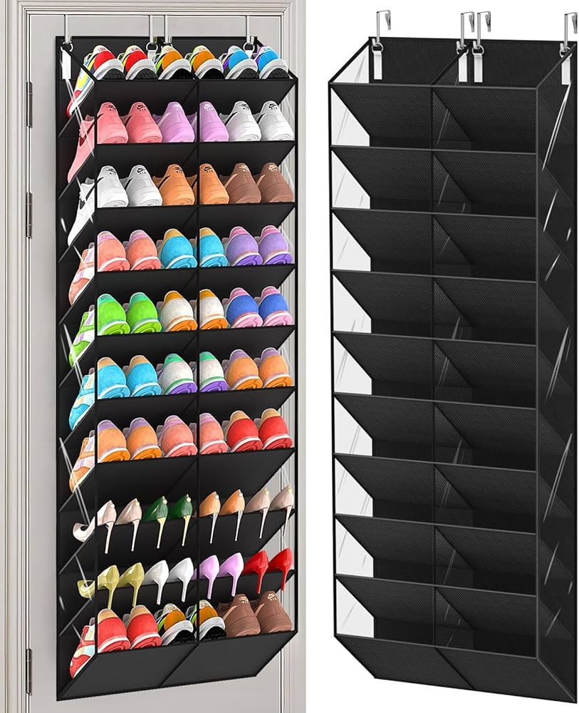 20-30 Pairs Over the Door Shoe Organizer, Clear Pockets Hanging Shoe Storage for Closet, 10-Tier ... | Amazon (US)