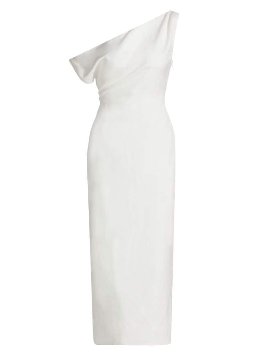 Off-the-Shoulder Linen-Blend Midi-Dress | Saks Fifth Avenue
