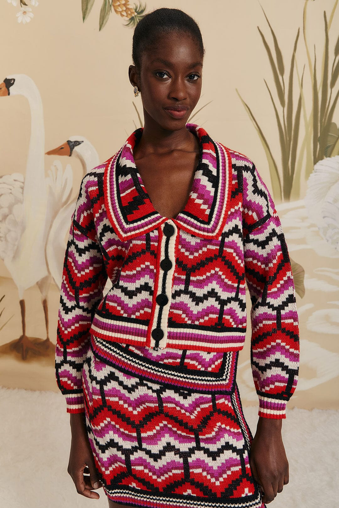 multicolor ombre heart knit cardigan | FarmRio (US)