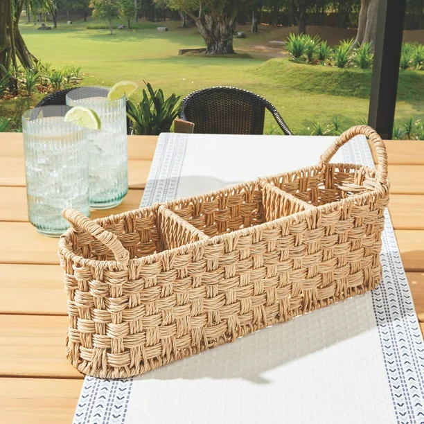 Better Homes & Gardens- Beige Oval Rattan Caddy | Walmart (US)