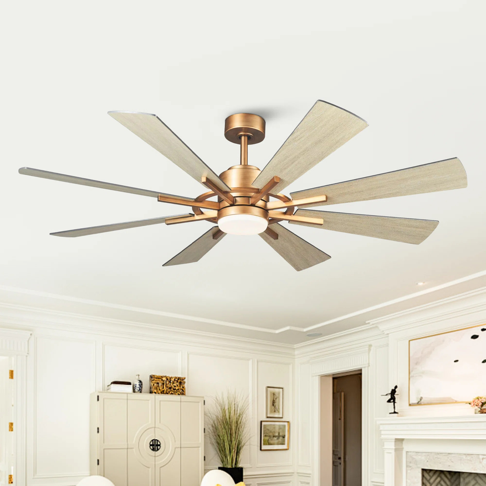Trosclair 60'' 8-Blade Windmill Ceiling Fan with LED Lights and Remote Control | Wayfair North America