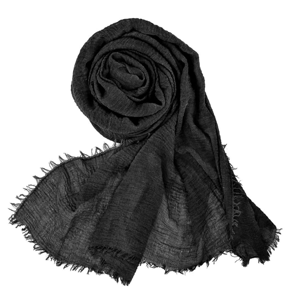 Women Summer Cotton Blend Crinkle Vintage Soft Long Scarf Linen Beach Shawl Wrap | Amazon (US)