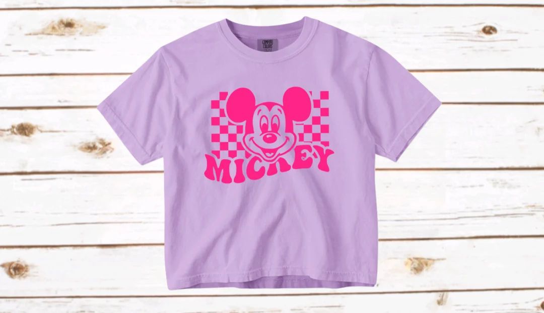 Cropped Tshirt 80s Mickey Mouse Checkered Disney Trip WDW Disneyland EPCOT Checkers Hollywood Stu... | Etsy (US)