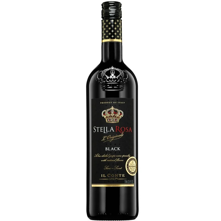 Stella Rosa Black Semi-Sweet Red Wine, 750ml Glass Bottle, Piedmont Italy, Serving Size 6oz | Walmart (US)