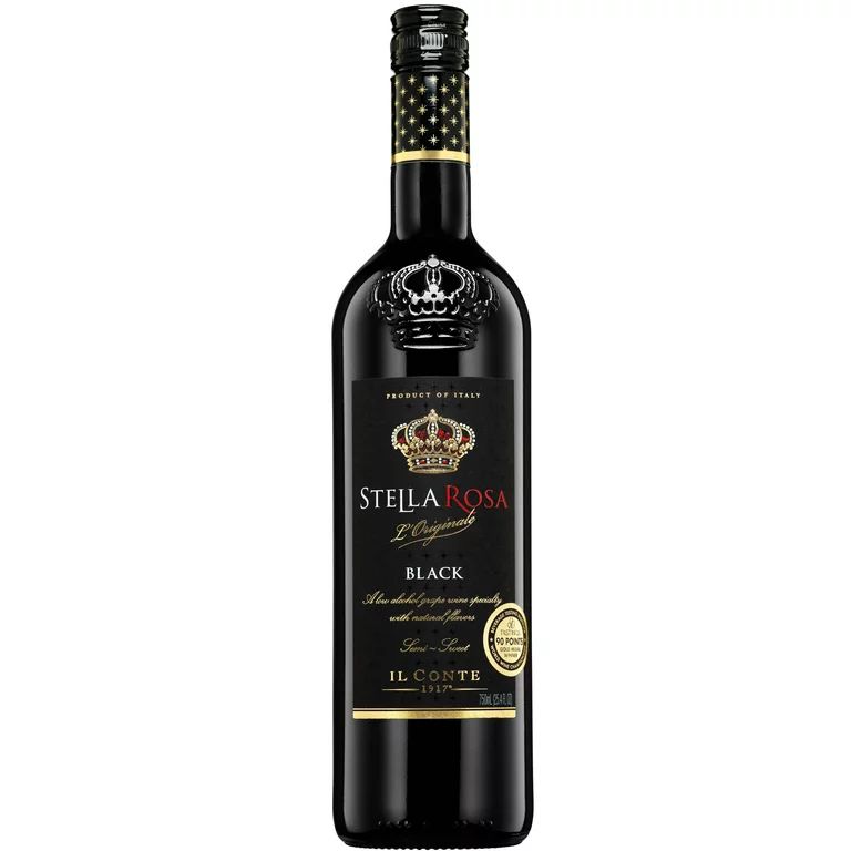 Stella Rosa Black Semi-Sweet Red Wine, 750ml Glass Bottle, Piedmont Italy, Serving Size 6oz | Walmart (US)