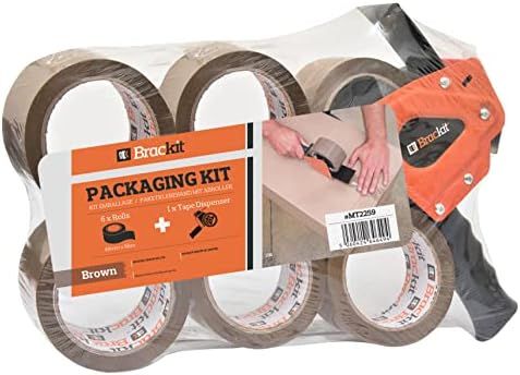 Brackit Tape with Dispenser, Brown 48mm x 66m, Pack of 6 Rolls – Strong Heavy Duty Packing Tape for  | Amazon (UK)