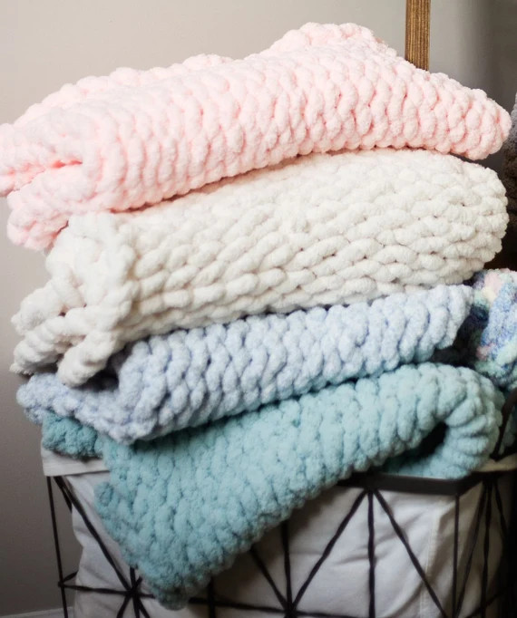 Baby Blanket Chunky Hand Knitted Blanket Chunky Knit | Etsy | Etsy (US)