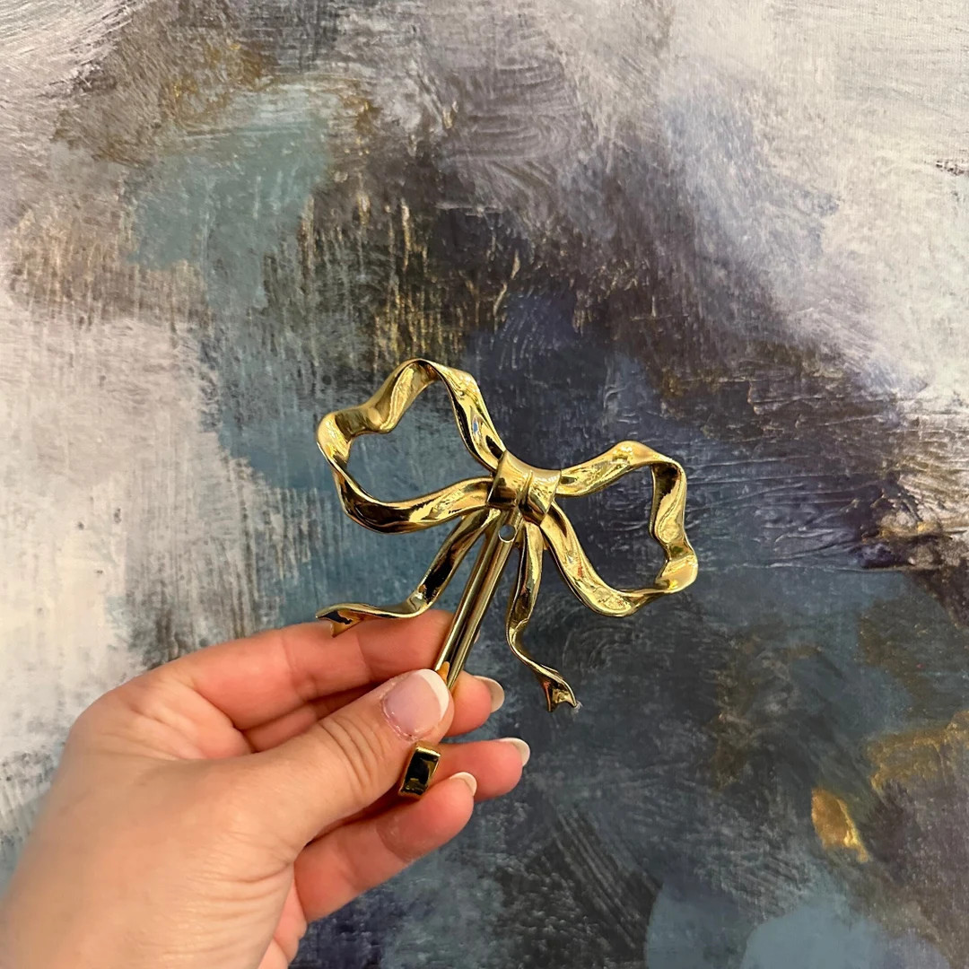 Brass Bow Wall Hook for Bedroom Coquette Room Decor Cottagecore Bow Key Hanging Hook for Bathroom... | Etsy (US)