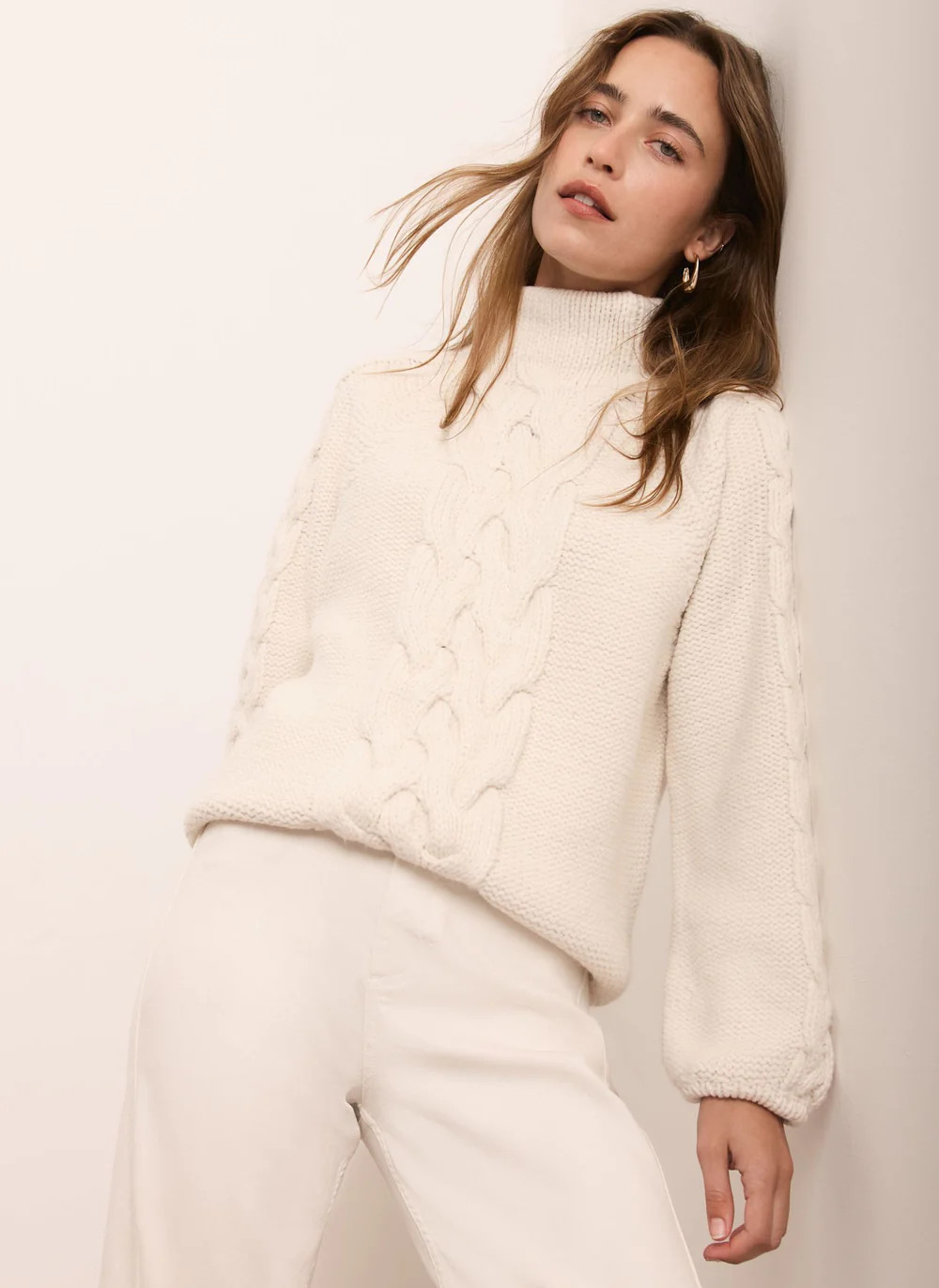 Cream Cable Knit Jumper | Mint Velvet