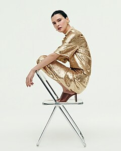 Collection limited-edition sequin V-neck collared shirt | J. Crew US