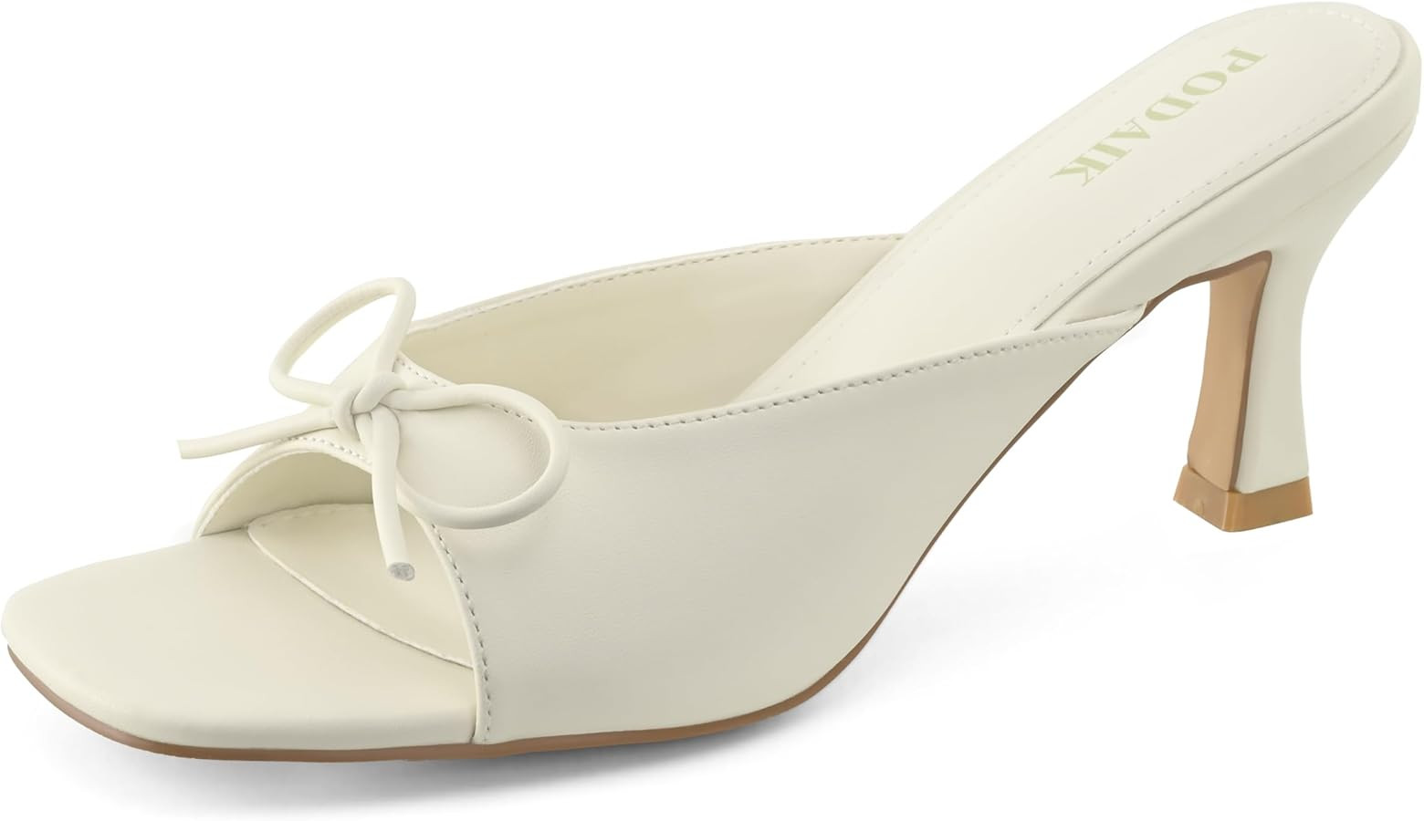 Kitten Heels for Women Slip On Sandals Bow Mules Heeled Sandals Square Open Toe Dress Party Slide... | Amazon (US)