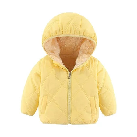 Baby Quilted Jackets Toddler Baby Boys Girls Autumn Winter Cotton Padded Jackets with Velvet Lining Hooded Zipper Jackets Coat New Fall Jackets Winter Outerwear Yellow 3-4T | Walmart (US)