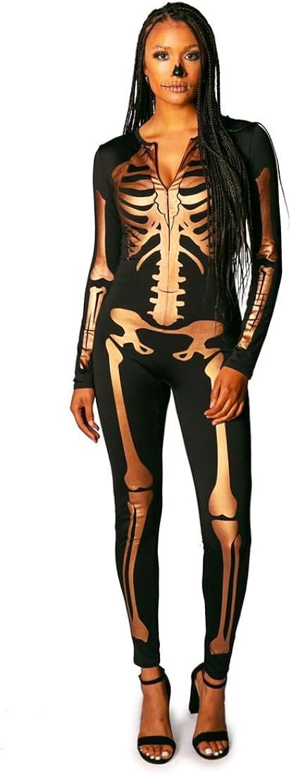 Form Fitting & Flattering Skeleton Bodysuits for Halloween - Women's Sexy Skeleton Costume | Amazon (US)