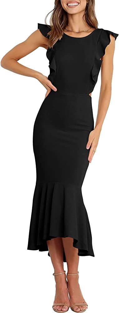 ANRABESS Women Summer Sleeveless Formal Midi Dress Backless Bodycon Mermaid Wedding Guest Cocktai... | Amazon (US)