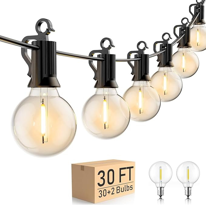 Brightown Outdoor String Lights - Globe Patio Lights 30 Ft with 30 G40 Shatterproof Bulbs, Waterp... | Amazon (US)