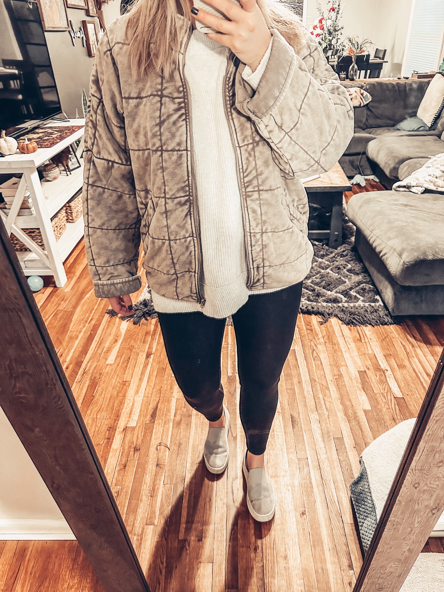 Free People Quilted Jacket DUPE! Love this Fall outfit.

#LTKfit #LTKHoliday #LTKSeasonal