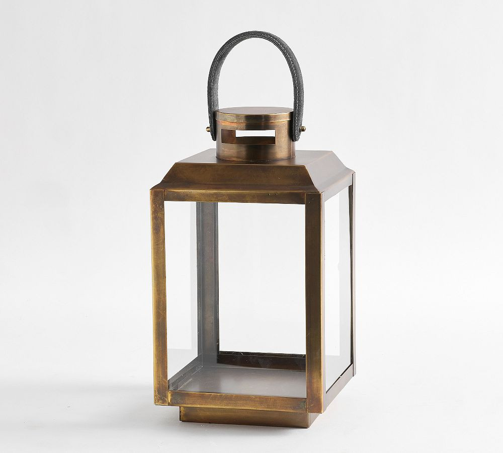 Brass Leather Handled Lantern | Pottery Barn CA