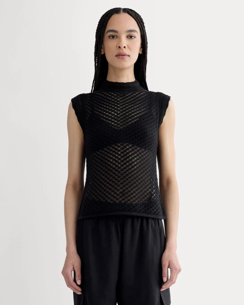 Women's Lace Knit Tank Sweater by Everlane in Black, Size S | Everlane