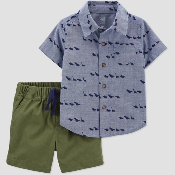 Baby Boys' 2pc Dino Denim Top & Bottom Set - Just One You® made by carter's Blue/Green | Target