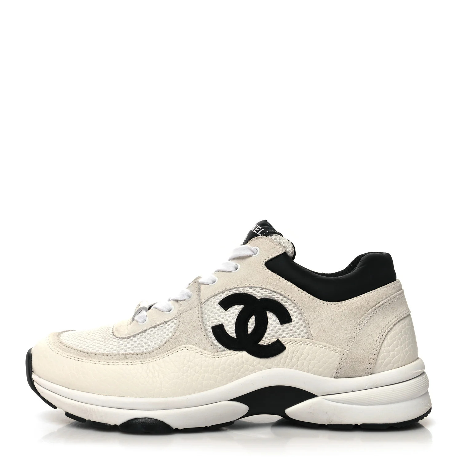 Mesh Suede Calfskin Grained Calfskin Womens CC Sneakers 39 White Black | FASHIONPHILE (US)