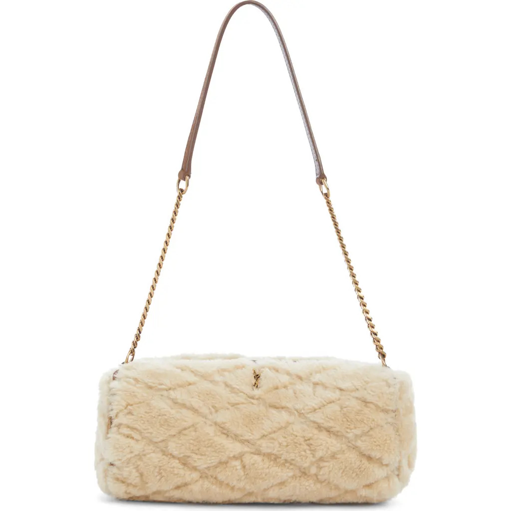 Saint Laurent Small Sade Quilted Genuine Shearling Tube Bag in Natural Beige/Dark Cigar at Nordst... | Nordstrom