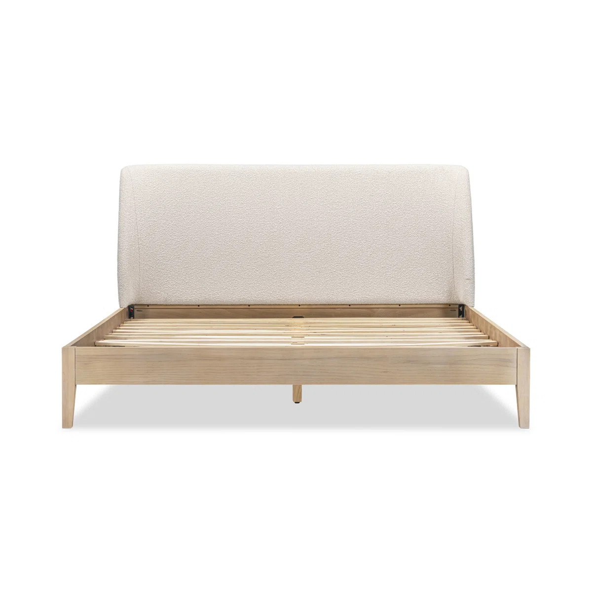 LAYTON UPHOLSTERED KING BED IVORY BOUCLE SMOKE OAK | Wayfair North America