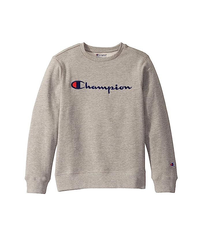 Champion Kids Classic Script Cvc Crew (Big Kids) (Oxford Heather) Boy's Sweatshirt | Zappos