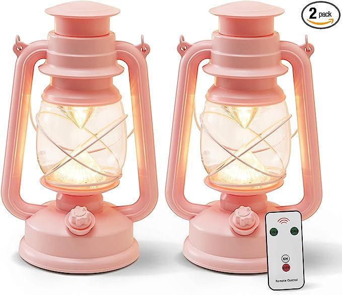 Furora LIGHTING Pink Decorative Lantern Battery Operated Remote Controlled, 6Hr Timer for Indoor ... | Amazon (US)