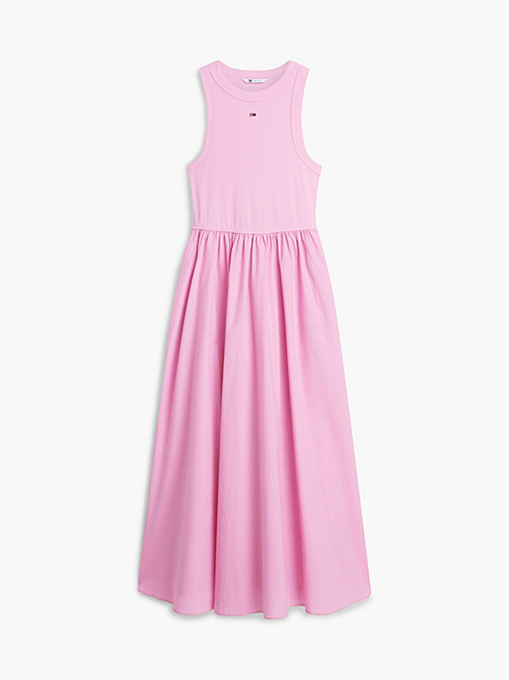 Slim Sleeveless Poplin Maxi Dress | Pink | Tommy Hilfiger | Tommy Hilfiger UK
