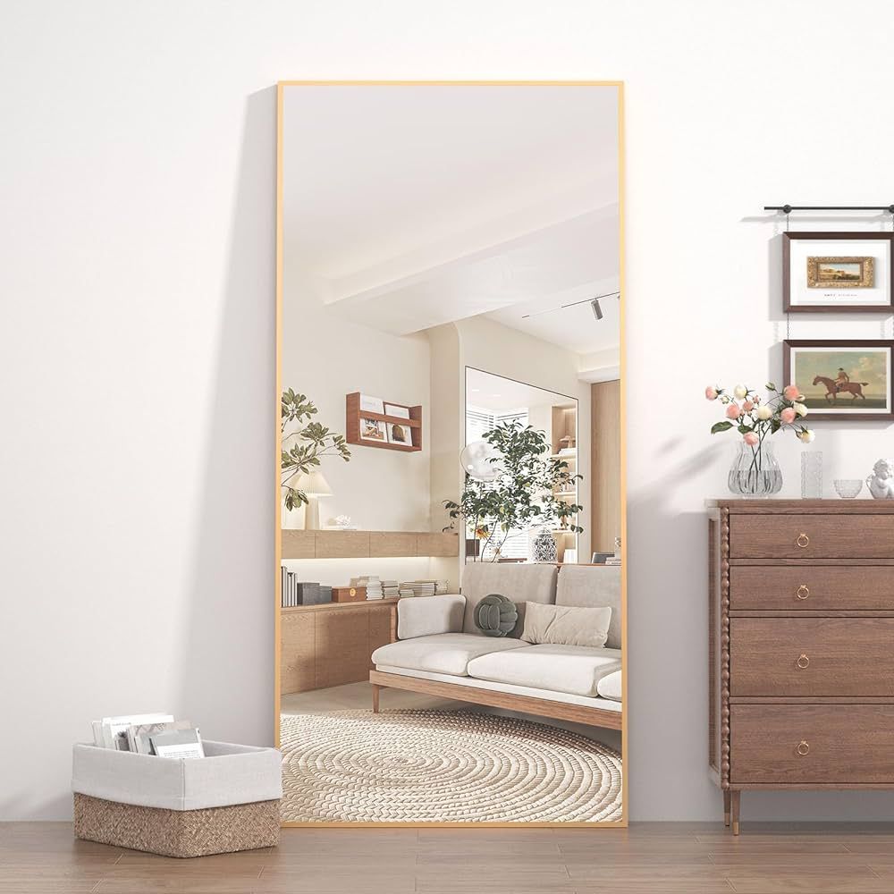 CASSILANDO Full Length Mirror 65" × 24", Floor Big Mirror,Standing Mirror, Against Wall for Bedr... | Amazon (US)