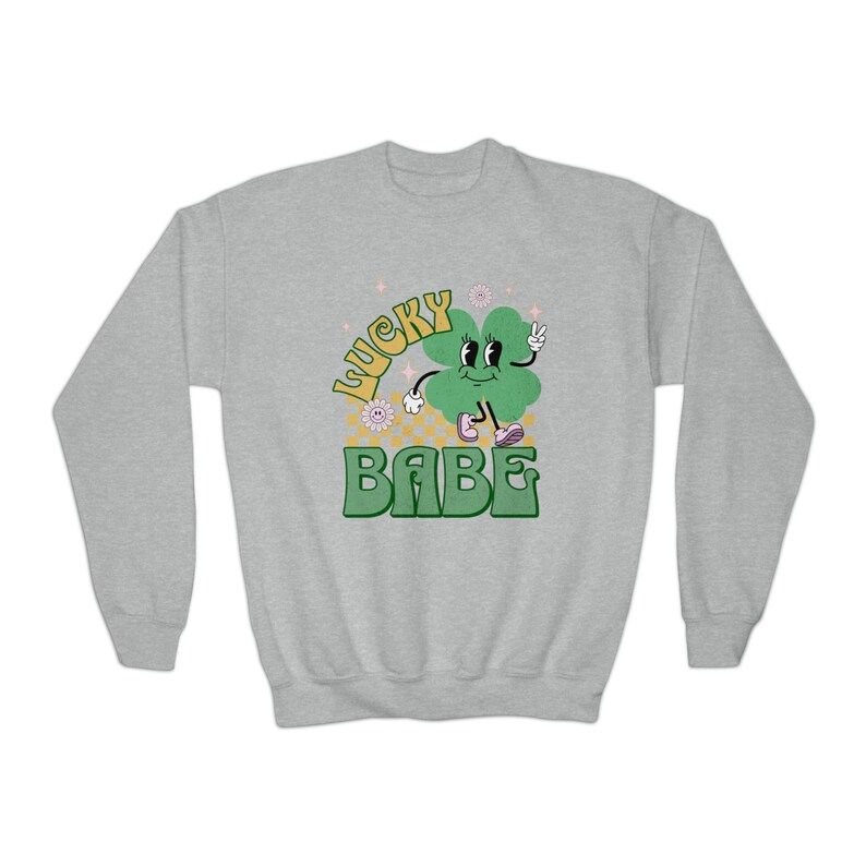 Lucky Babe St. Patrick's Day Girls Youth, retro vintage Crewneck Sweatshirt | Etsy (US)